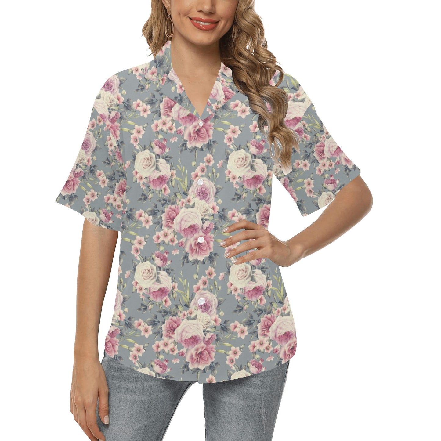 Peony Pattern Print Design PE05 Women's Hawaiian Shirt