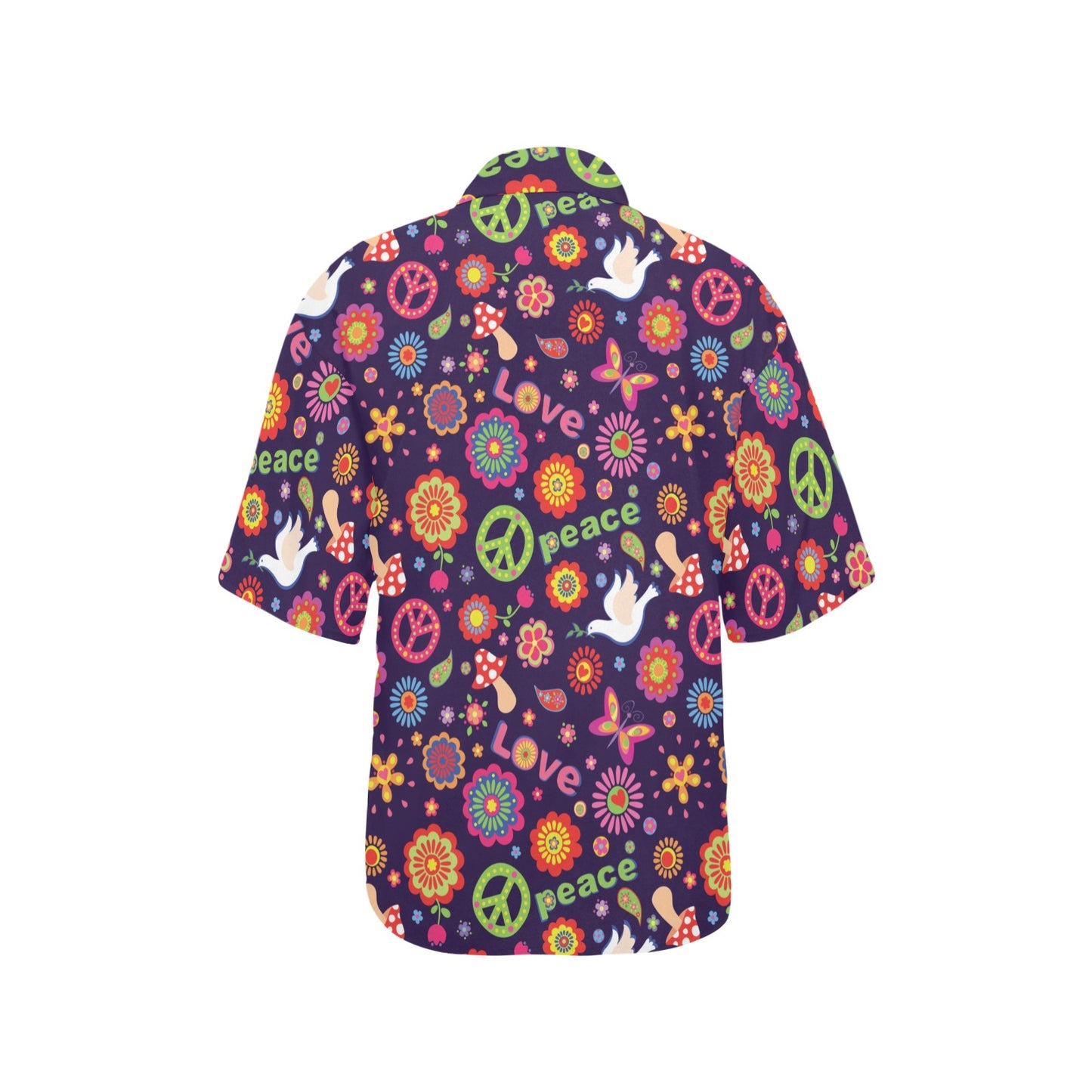 Flower Power Peace Design Print Women's Hawaiian Shirt