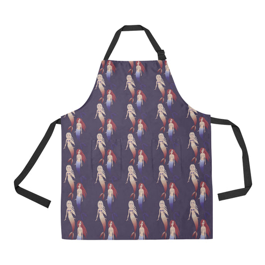 Mermaid Pattern Print Design 02 Apron with Pocket