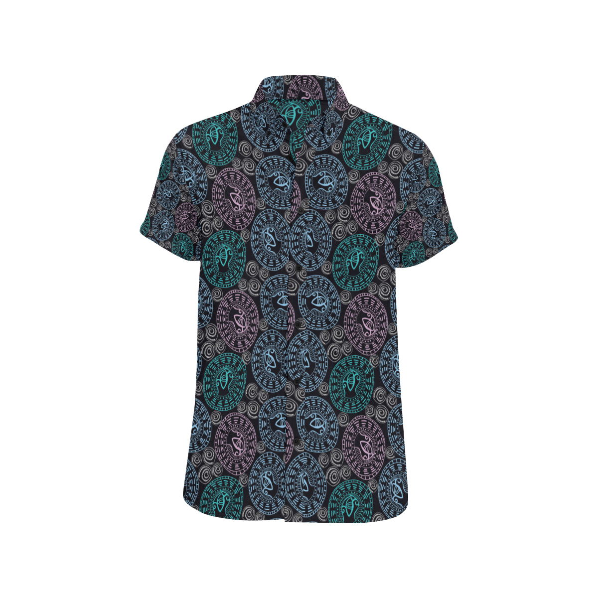 Eye of Horus Ethnic Pattern Men's Short Sleeve Button Up Shirt
