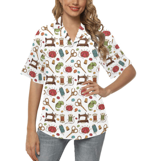 Sewing Equipment Print Design LKS304 Women's Hawaiian Shirt