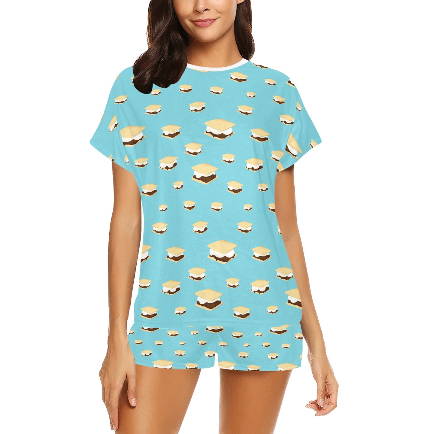S_Mores Print Design LKS302 Women's Short Pajama Set