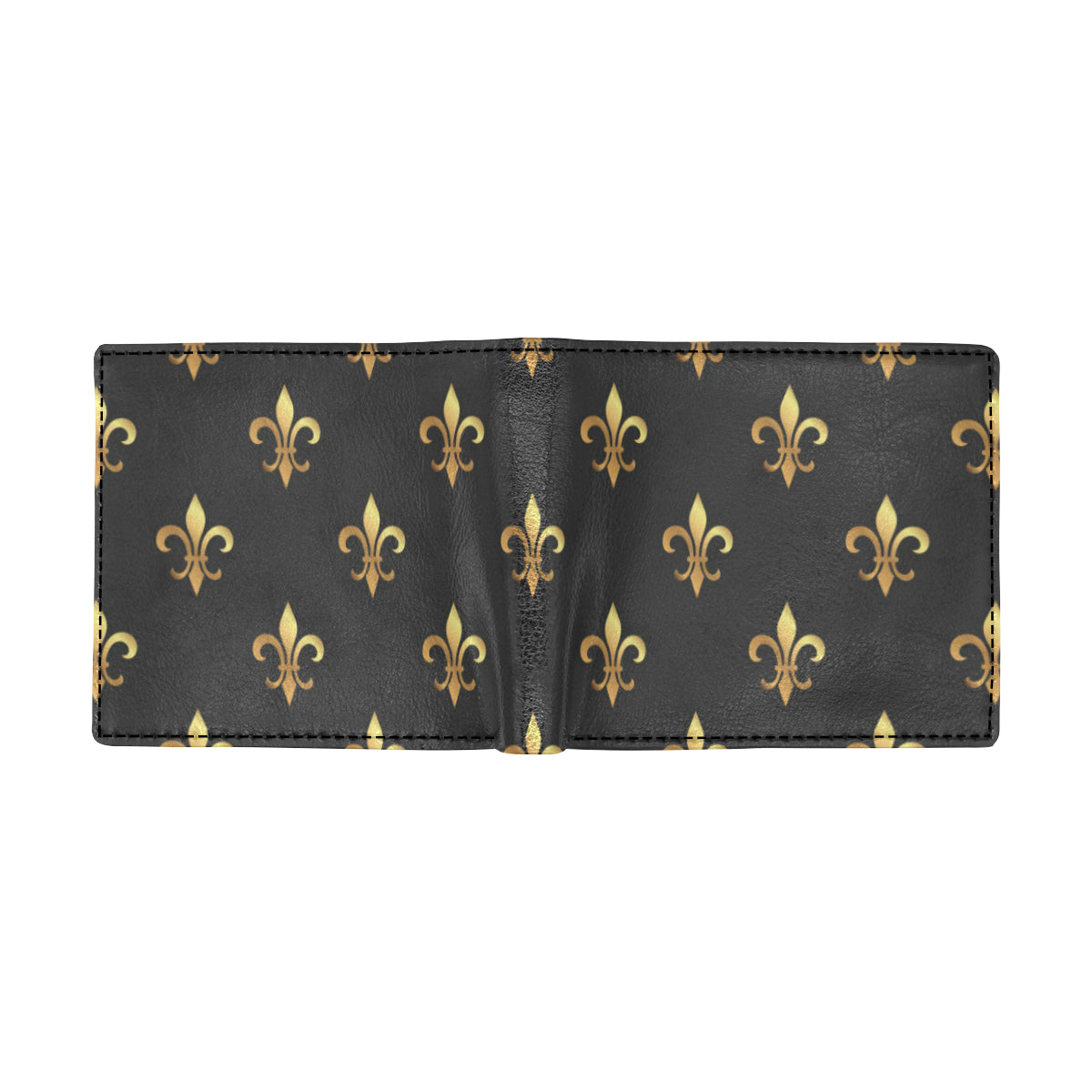 Fleur De Lis Gold Pattern Print Design 03 Men's ID Card Wallet