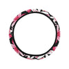 Flower Hawaiian Pink Red  Hibiscus Print Steering Wheel Cover with Elastic Edge