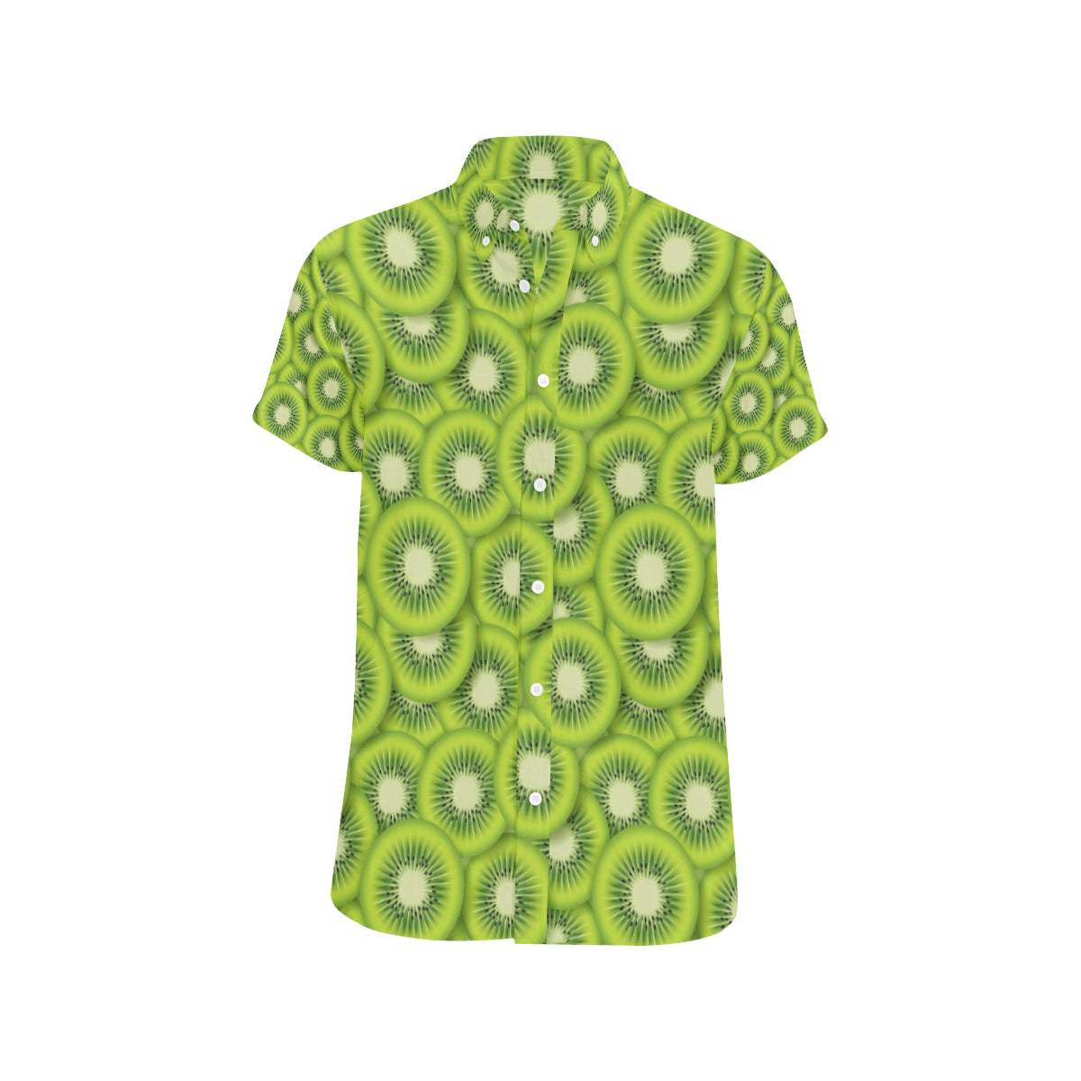 Kiwi Pattern Print Design KW01 Men's Short Sleeve Button Up Shirt