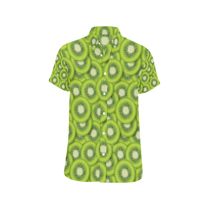 Kiwi Pattern Print Design KW01 Men's Short Sleeve Button Up Shirt