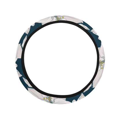 Amaryllis Pattern Print Design AL02 Steering Wheel Cover with Elastic Edge