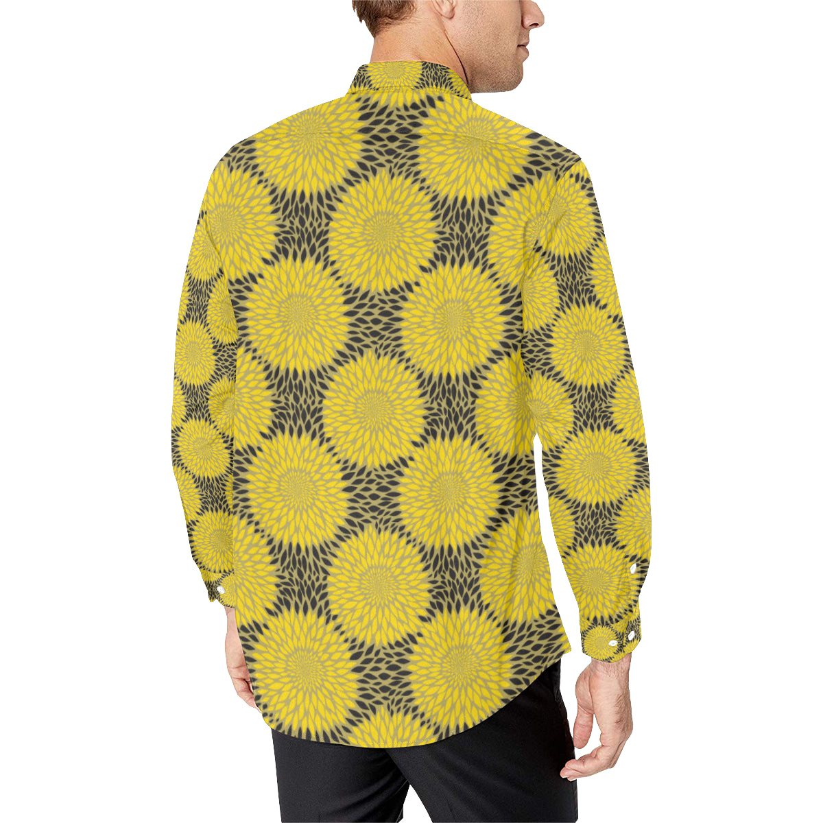 Sunflower Pattern Print Design SF06 Men's Long Sleeve Shirt
