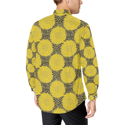 Sunflower Pattern Print Design SF06 Men's Long Sleeve Shirt