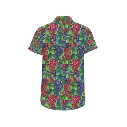 Grape Pattern Print Design GP02 Men's Short Sleeve Button Up Shirt