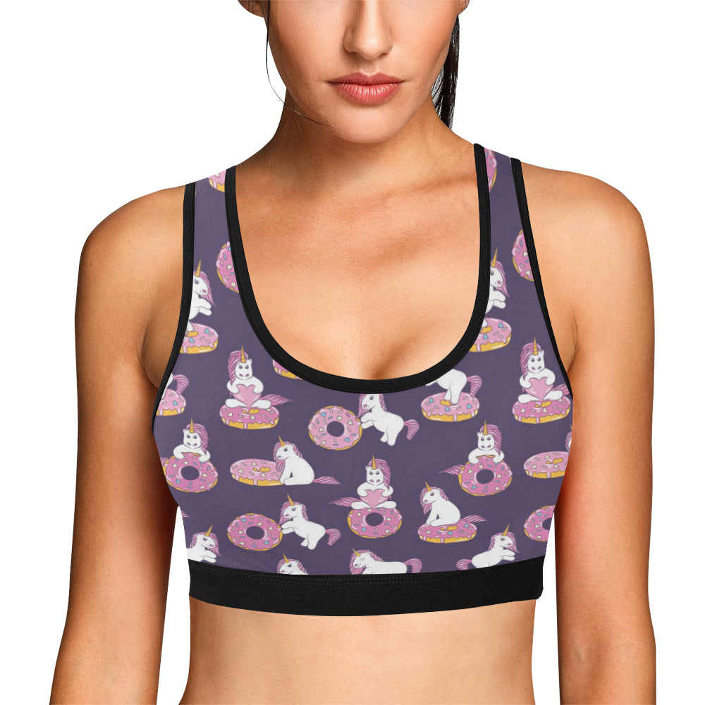 Donut Unicorn Pattern Print Design DN011 Sports Bra