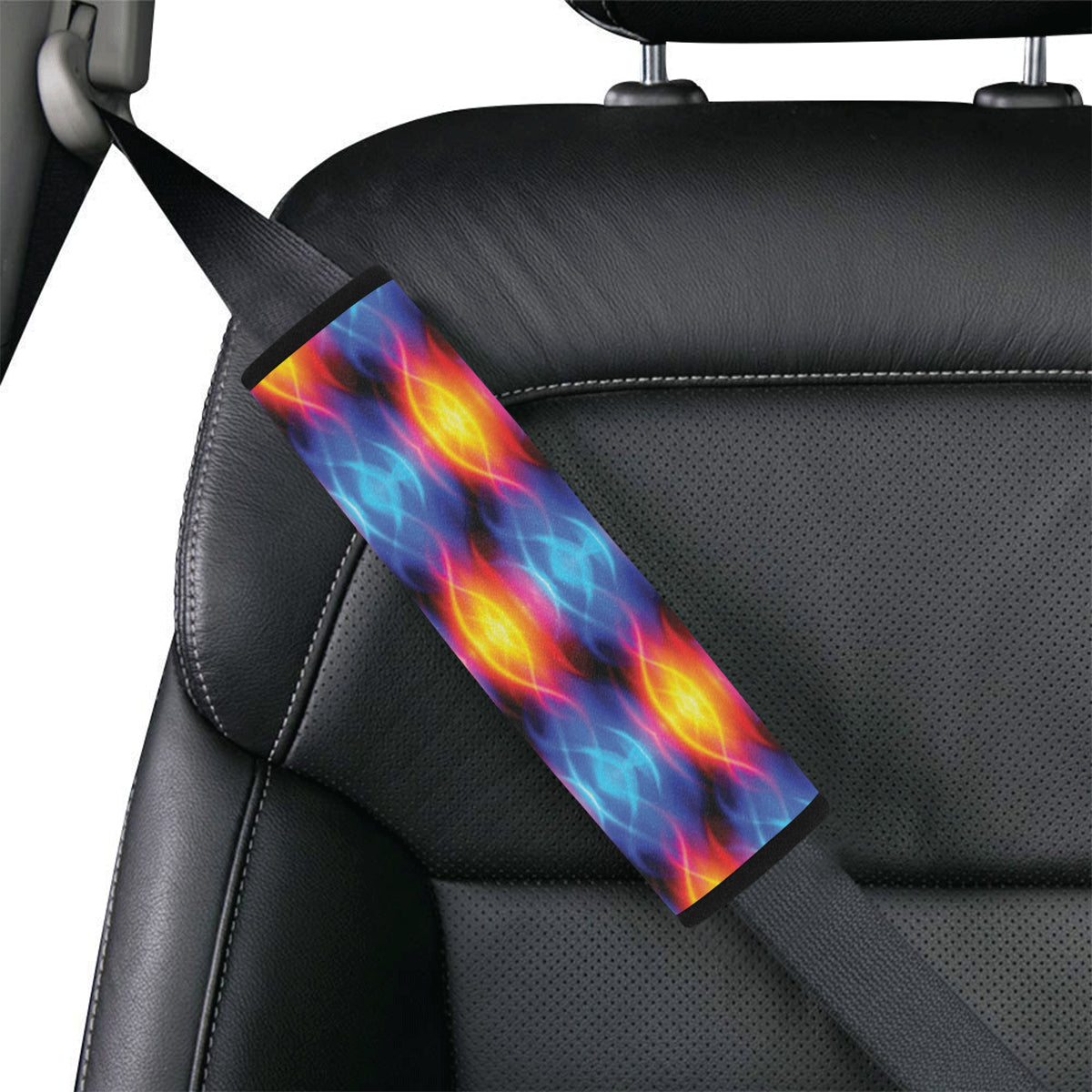 Flame Fire Blue Design Print Car Seat Belt Cover