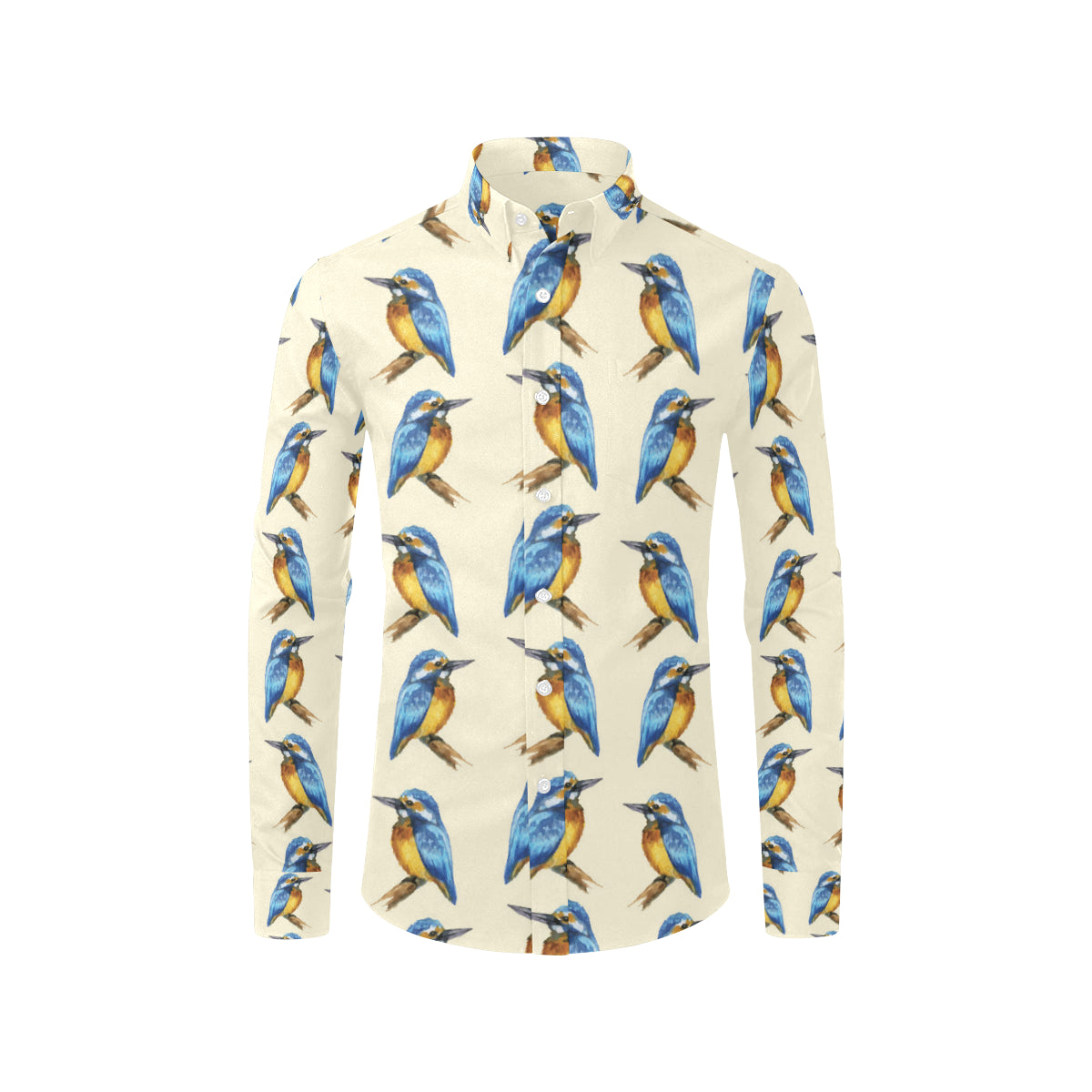 Kingfisher Pattern Print Design 01 Men's Long Sleeve Shirt