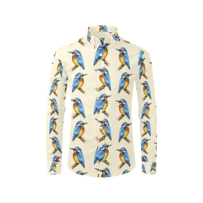 Kingfisher Pattern Print Design 01 Men's Long Sleeve Shirt