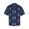 SeaHorse Blue neon Pattern Print Design 03 Men's Hawaiian Shirt