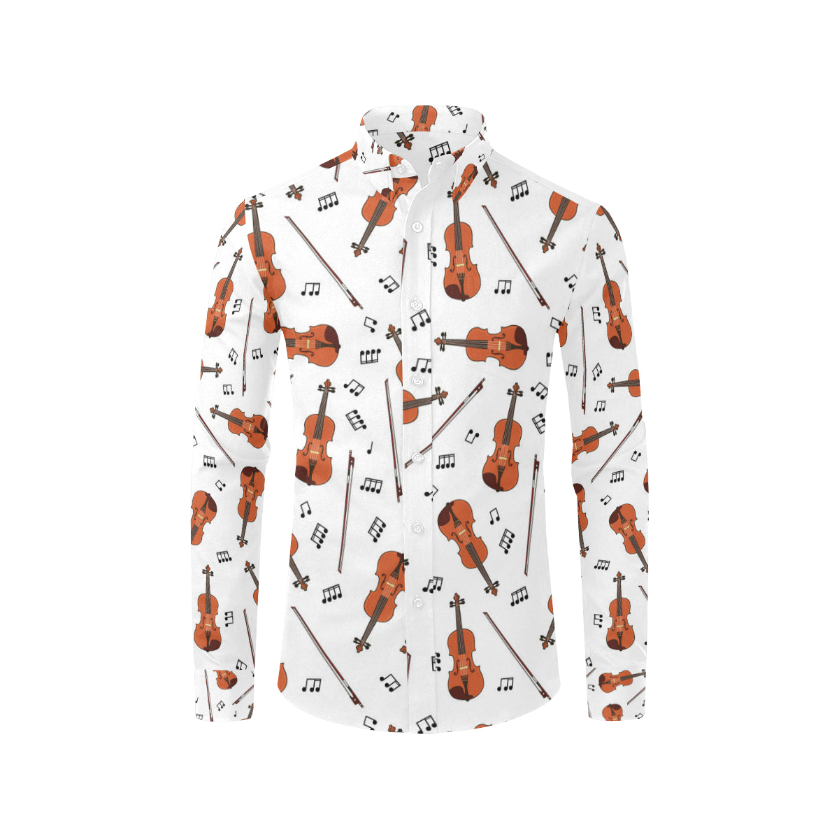 Violin Pattern Print Design 02 Men's Long Sleeve Shirt