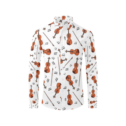 Violin Pattern Print Design 02 Men's Long Sleeve Shirt
