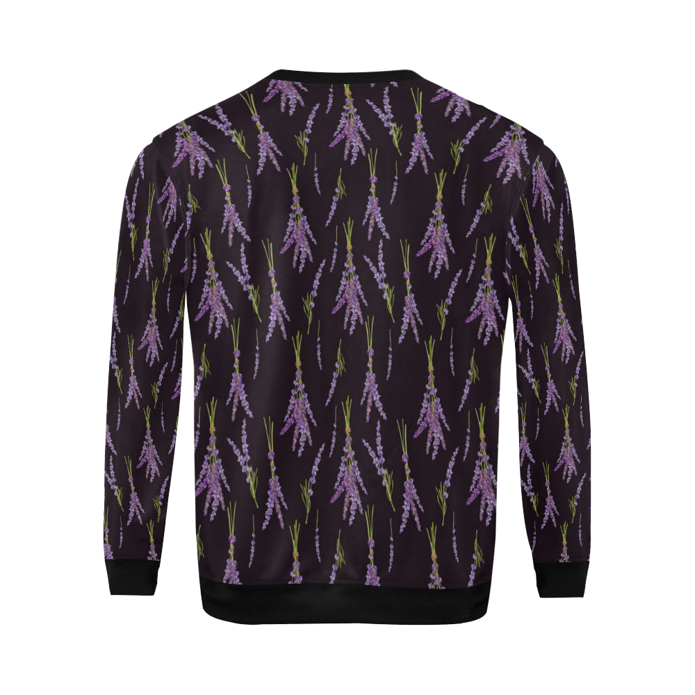 Lavender Pattern Print Design LV05 Men Long Sleeve Sweatshirt