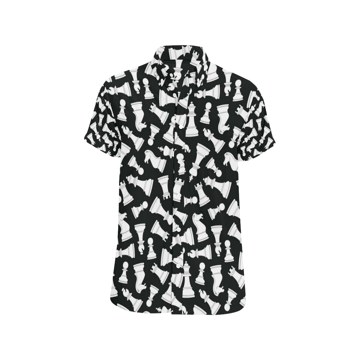 Chess Pattern Print Design 01 Men's Short Sleeve Button Up Shirt