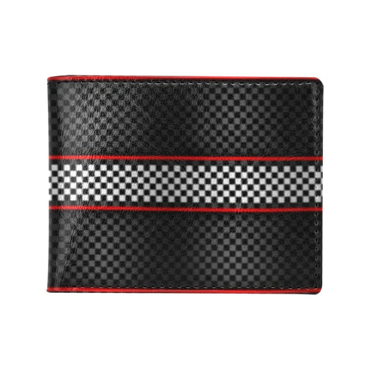 Checkered Flag Red Line Style Men's ID Card Wallet