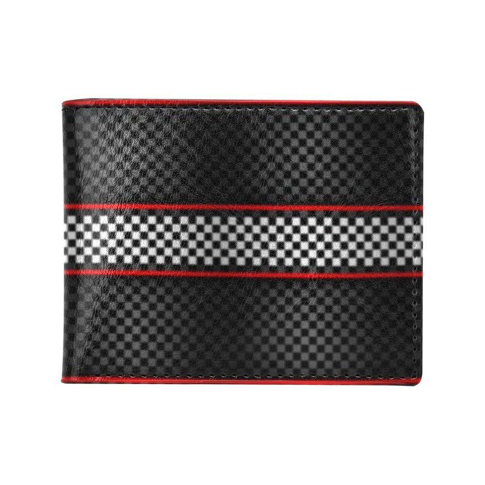 Checkered Flag Red Line Style Men's ID Card Wallet