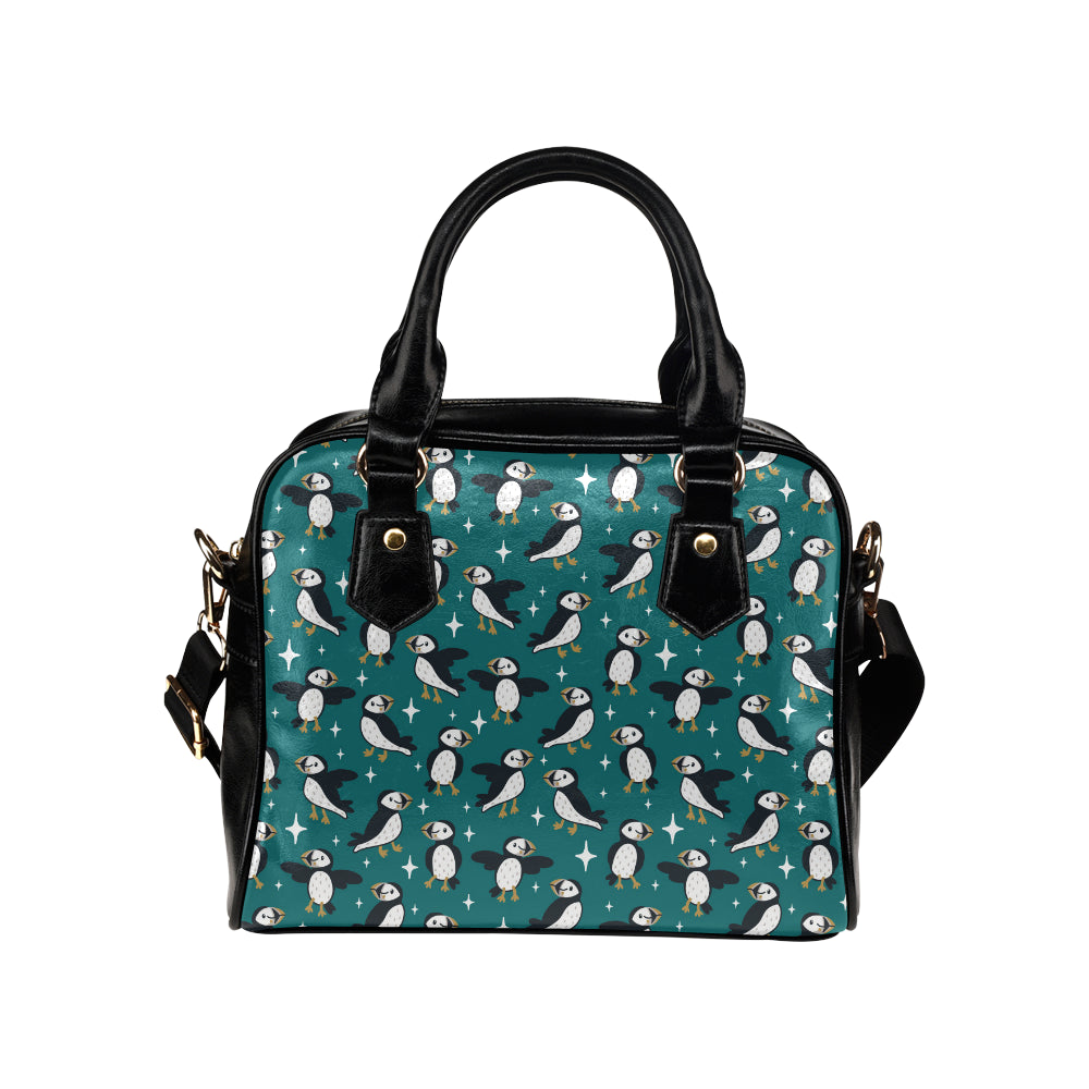 Puffin Pattern Print Design A05 Shoulder Handbag