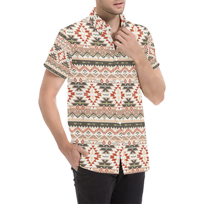 Aztec Pattern Print Design 05 Men's Short Sleeve Button Up Shirt