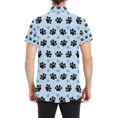 Paw Pattern Print Design A04 Men's Short Sleeve Button Up Shirt
