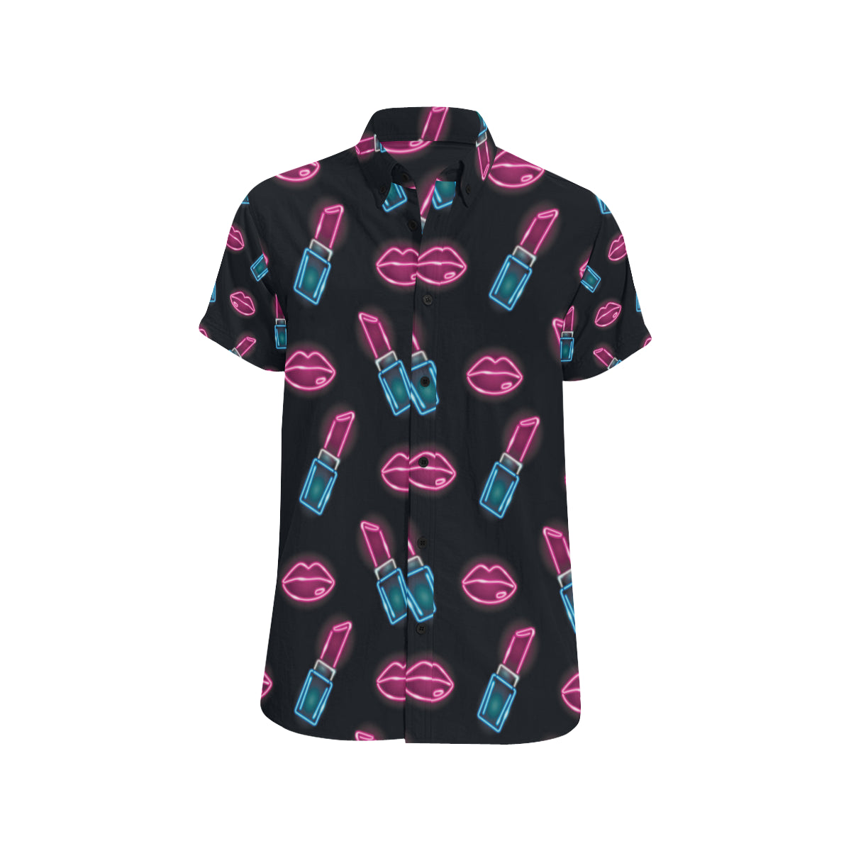 Lipstick Color Neon Pattern Print Design 03 Men's Short Sleeve Button Up Shirt