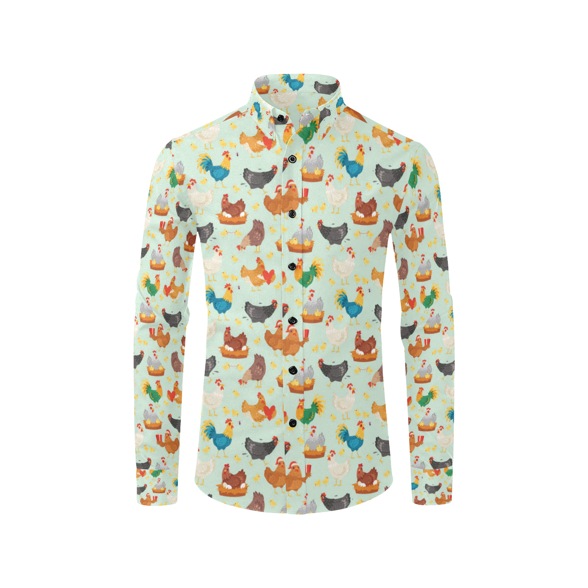 Chicken Pattern Print Design 07 Men's Long Sleeve Shirt
