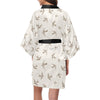 Swallow Bird Pattern Print Design 01 Women's Short Kimono