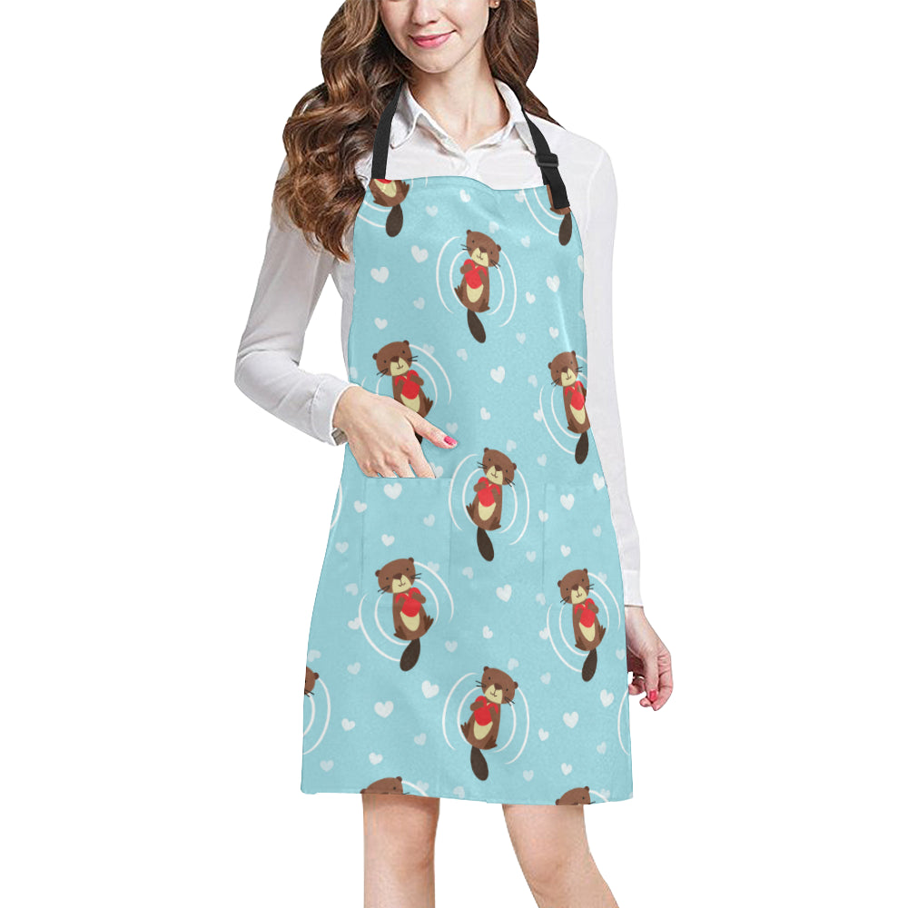 Sea Otter Cute Pattern Print Design 04 Apron with Pocket