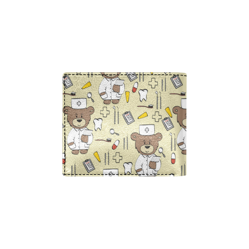 Nurse Bear Pattern Print Design A02 Men's ID Card Wallet