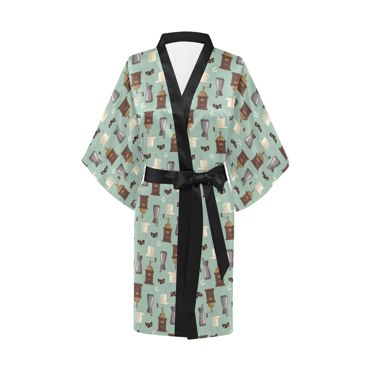Coffee Pattern Print Design 04 Women's Short Kimono