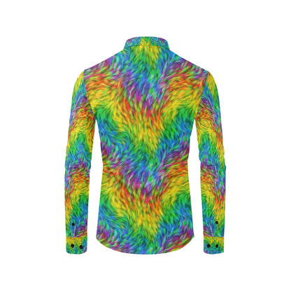 Rainbow Fur Design Print Men's Long Sleeve Shirt