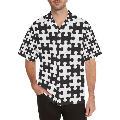 Puzzle Black White Pattern Print Design A02 Men's Hawaiian Shirt