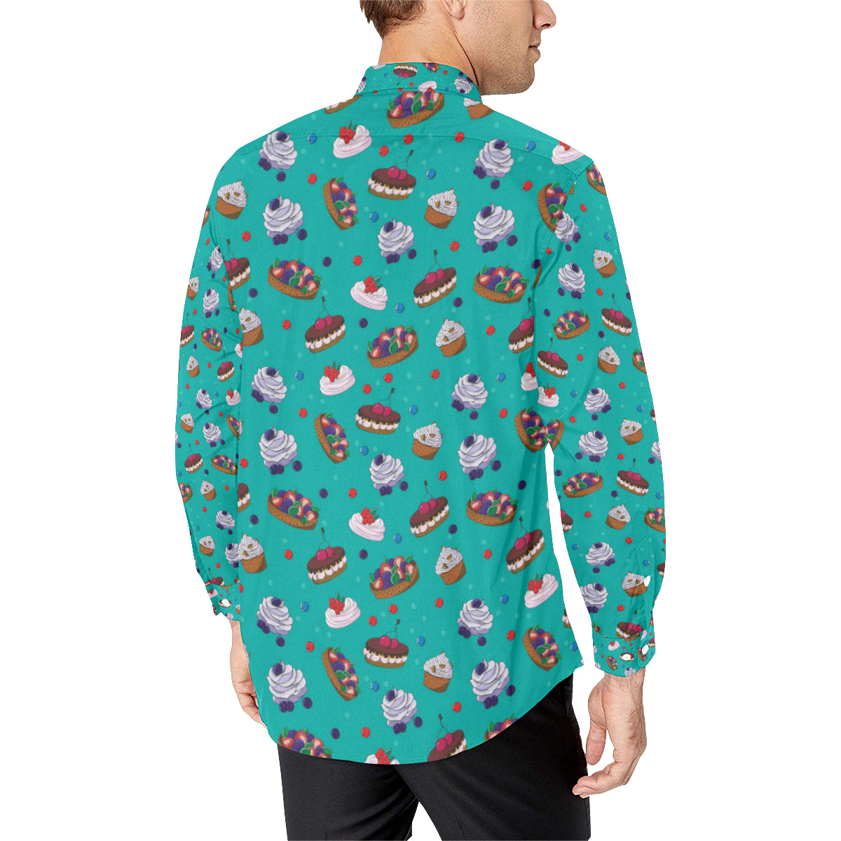 Cake Pattern Print Design 07 Men's Long Sleeve Shirt