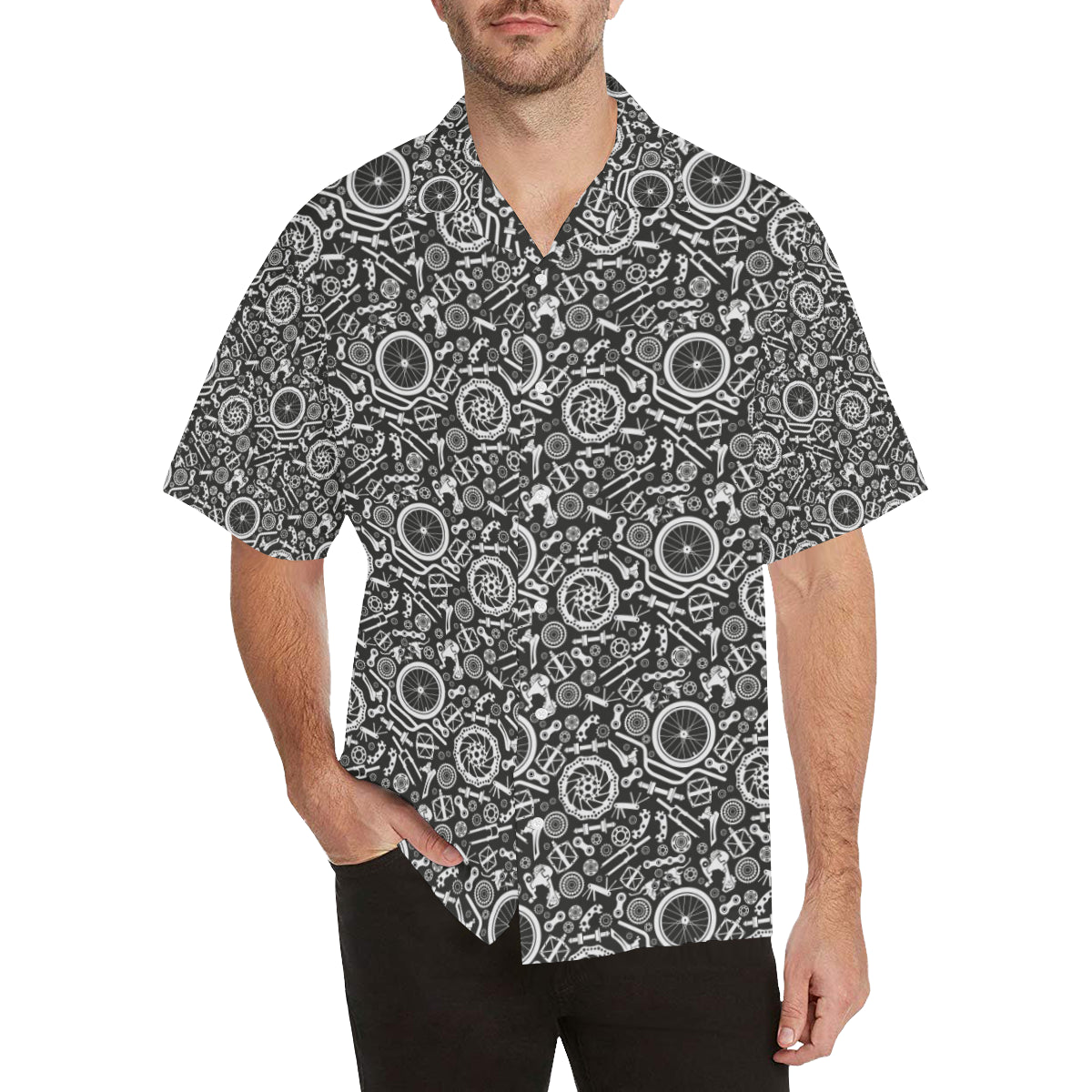 Bicycle Tools Pattern Print Design 02 Men's Hawaiian Shirt