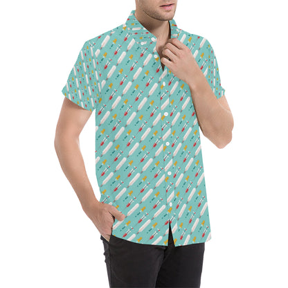 Phlebotomist Medical Print Men's Short Sleeve Button Up Shirt