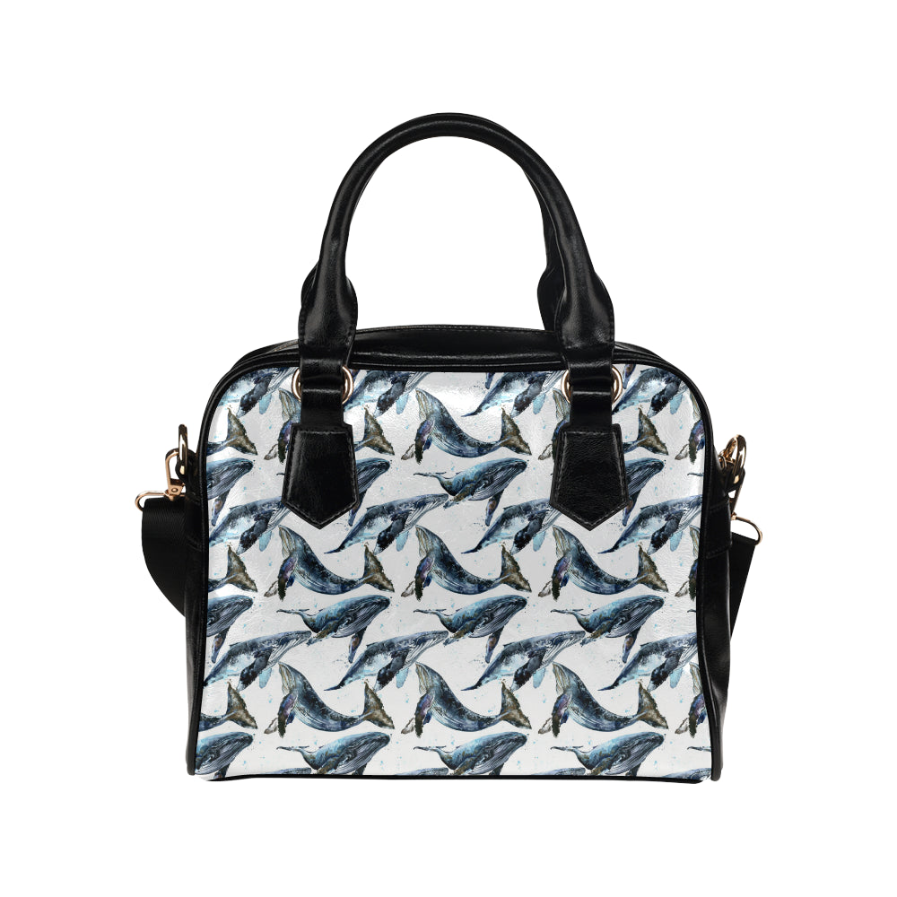 Blue Whale Pattern Print Design 03 Shoulder Handbag