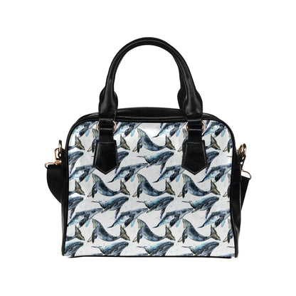 Blue Whale Pattern Print Design 03 Shoulder Handbag