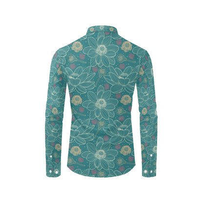 Lotus Pattern Print Design 01 Men's Long Sleeve Shirt