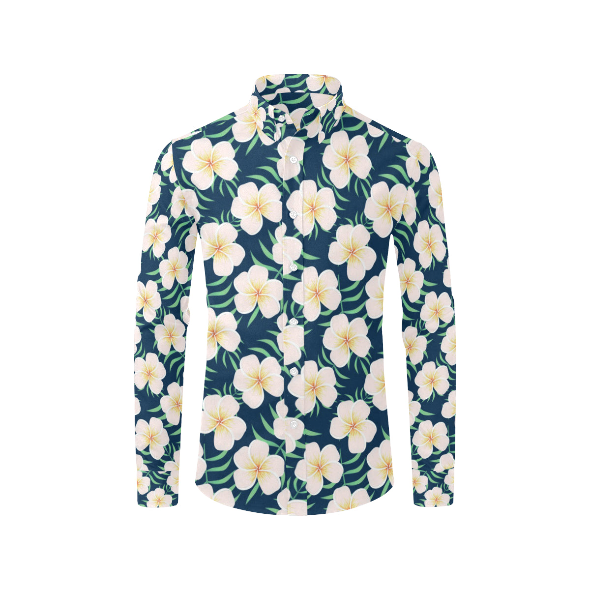 Pink Plumeria Pattern Print Design PM016 Men's Long Sleeve Shirt