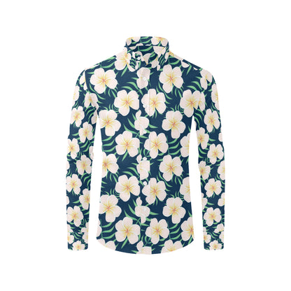 Pink Plumeria Pattern Print Design PM016 Men's Long Sleeve Shirt