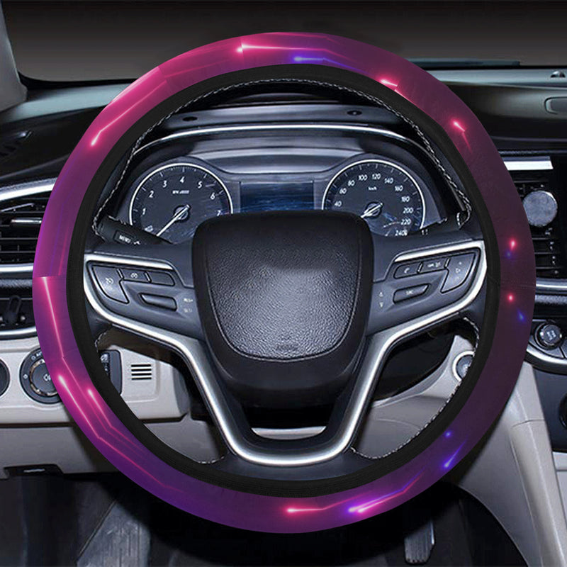 Celestial Purple Blue Neon Speed Light Steering Wheel Cover with Elastic Edge