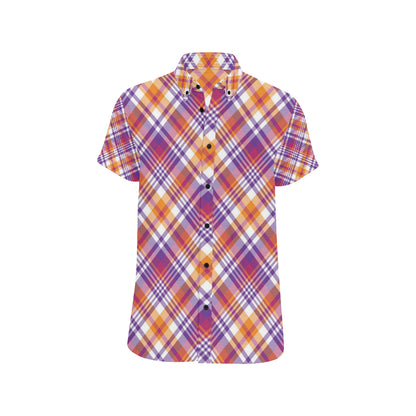 Madras Pattern Print Design 02 Men's Short Sleeve Button Up Shirt