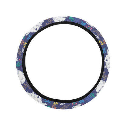 Bunny Pattern Print Design 01 Steering Wheel Cover with Elastic Edge