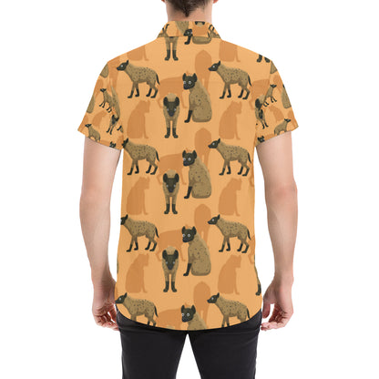 Hyena Pattern Print Design 01 Men's Short Sleeve Button Up Shirt