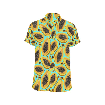 Papaya Pattern Print Design PP03 Men's Short Sleeve Button Up Shirt