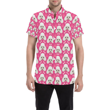 Poodle Pattern Print Design A04 Men's Short Sleeve Button Up Shirt